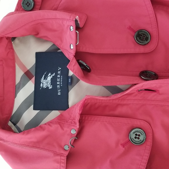 Burberry Polyester Orange Red Lightweight Mid Length Gathered Skirt Trench Coat - Picture 8 of 12